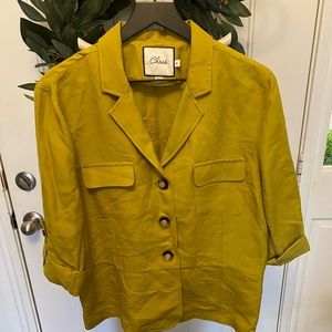 Chaus Chartreuse Linen Jacket/Top Shacket 16